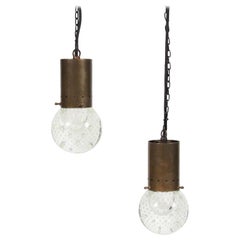 Pair of Glass Pendant Lights by Gino Sarfatti for Seguso