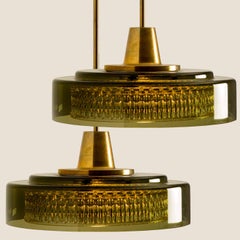 Paire de suspensions en verre de Carl Fagerlund pour Orrefors, années 1960