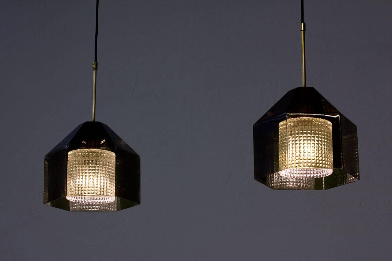 Pair of Glass Pendants by Carl Fagerlund for Orrefors, Sweden, 1960s 1