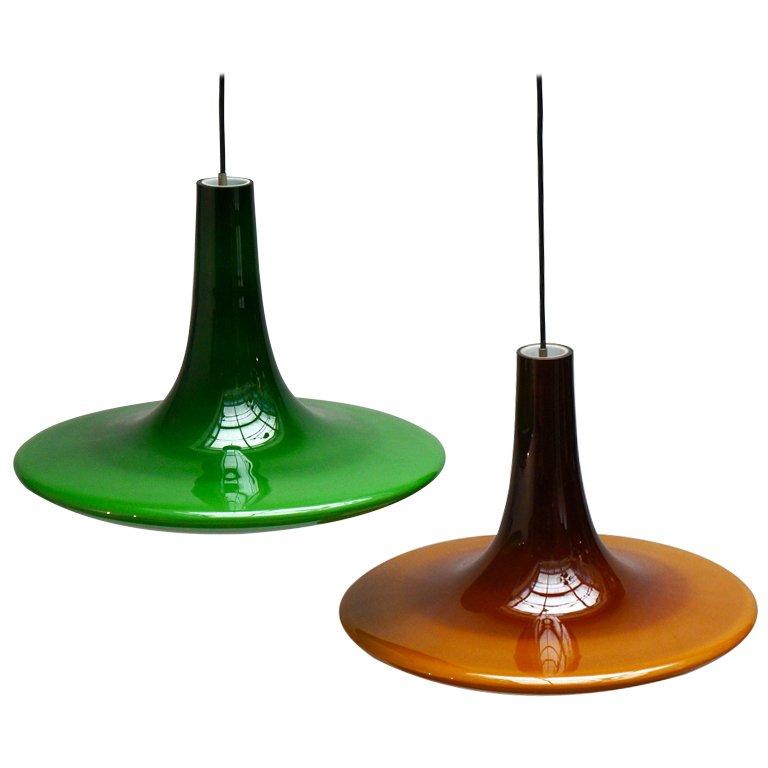 Pair of Glass Pendants For Sale at 1stdibs