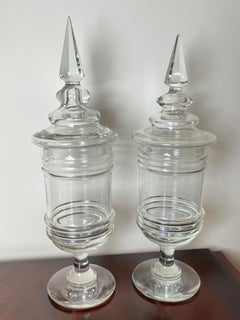 Pair of Glass Pharmacy Jars, Italy, 1930s