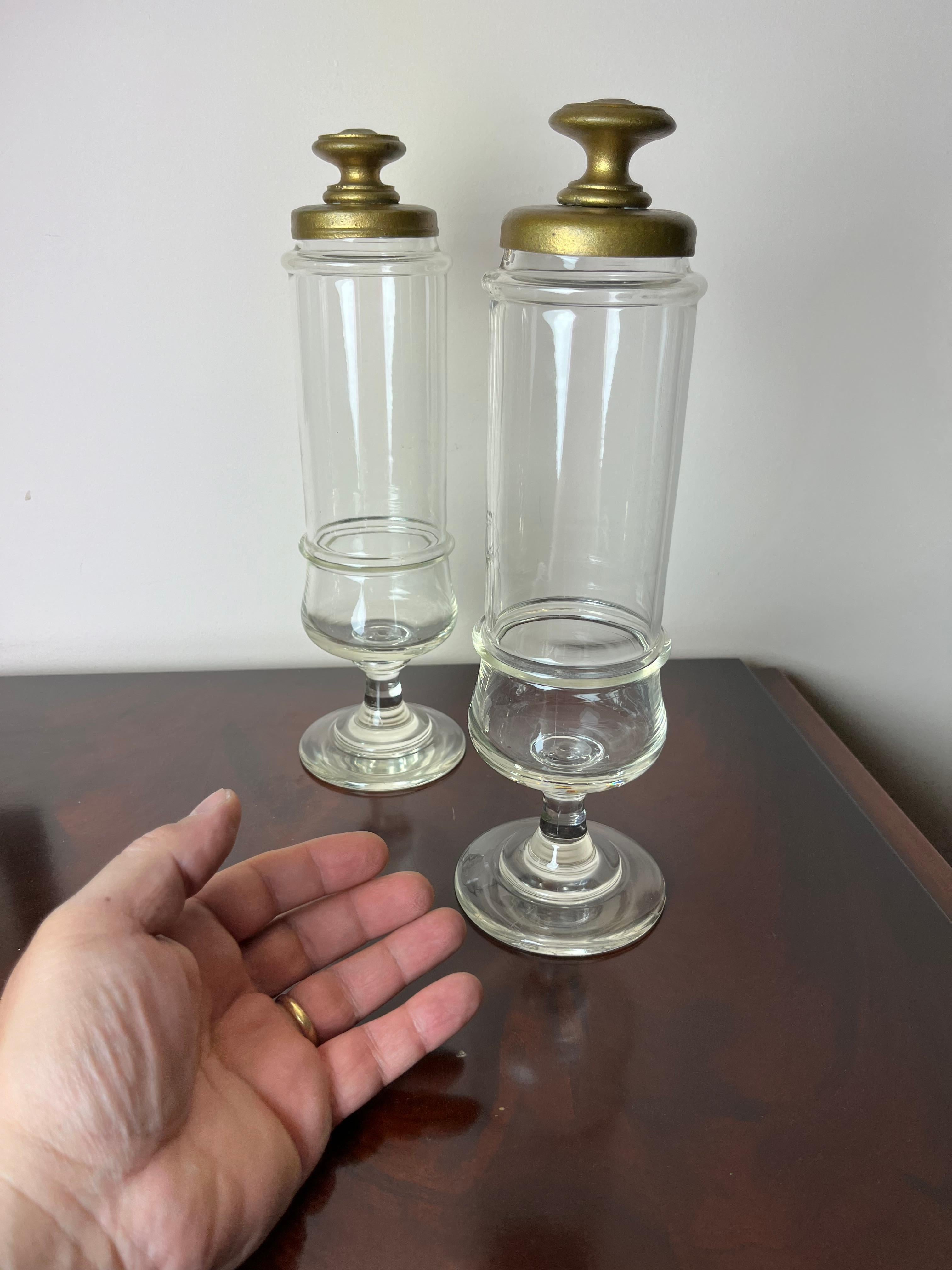 Pair of Glass Pharmacy Jars, Italy, 1930s For Sale 2