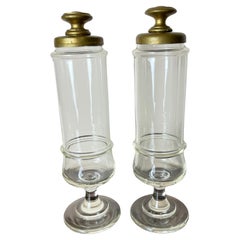 Used Pair of Glass Pharmacy Jars, Italy, 1930s