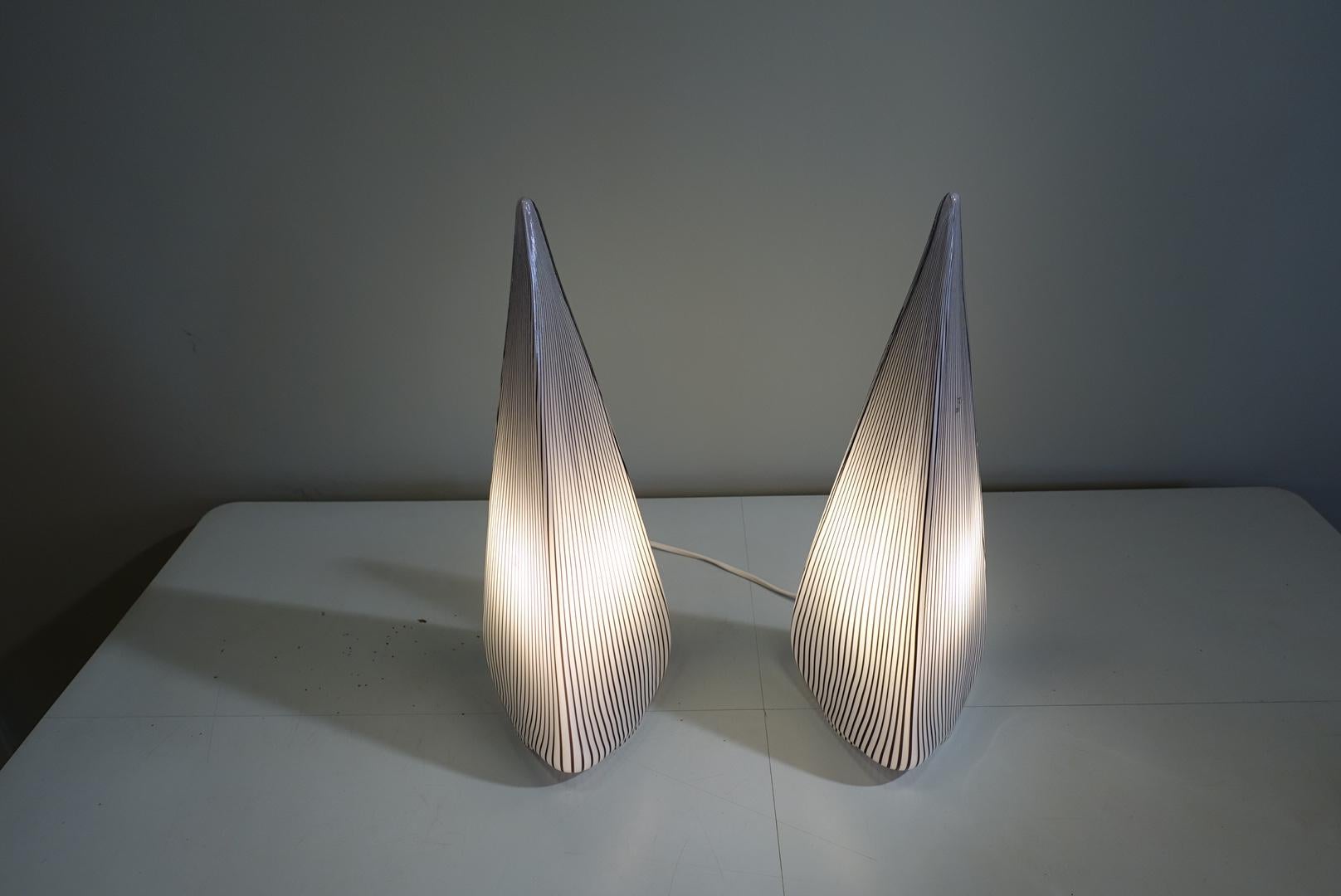20th Century Pair of Glass Pyramid Table Lamps by Lino Tagliapietra for Vetri Murano, 1982