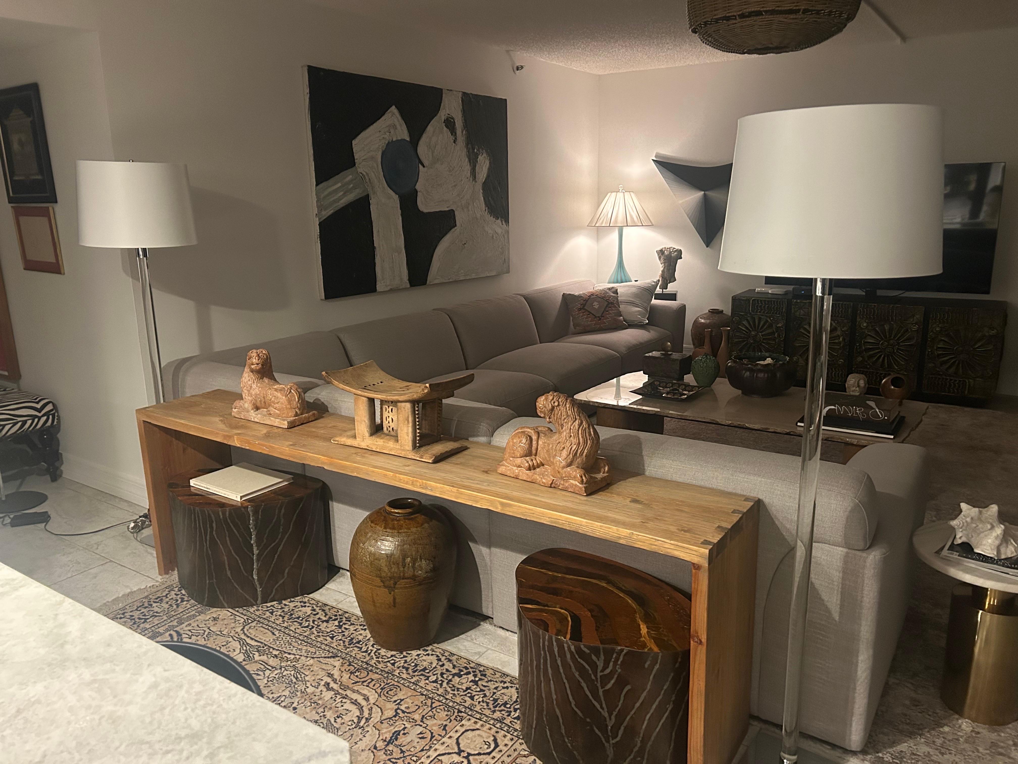 Coppia di lampade da terra con asta in vetro Stewart Ross James per Hansen Lighting Co. C 1970 In condizioni ottime in vendita a West Palm Beach, FL