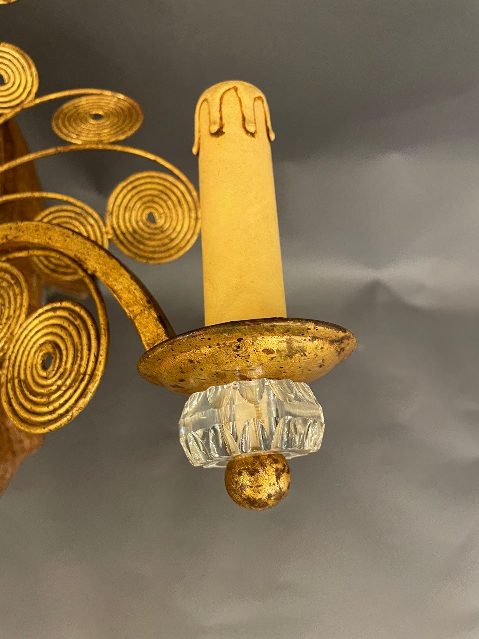 Hollywood Regency Pair of  Sconces in the Style of Maison Bagues For Sale