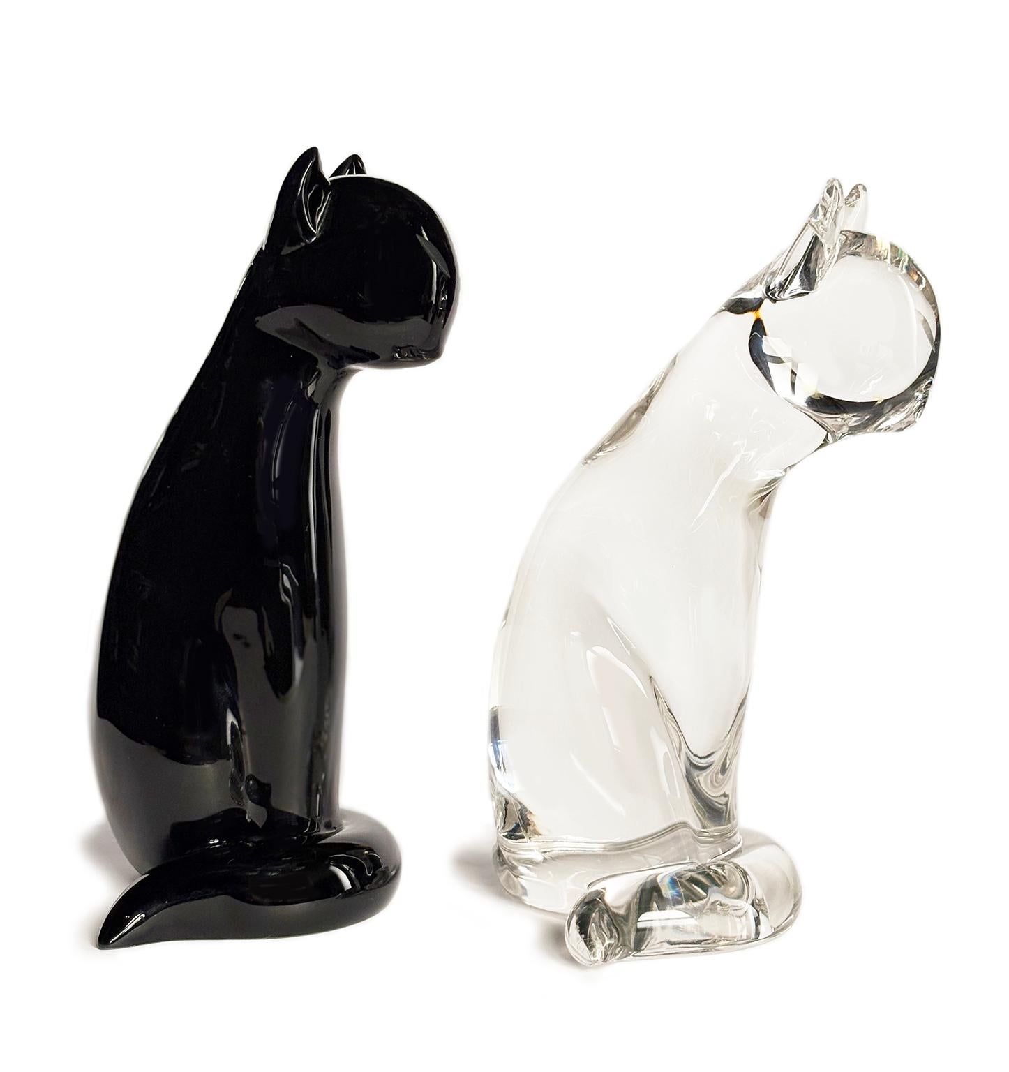 Pair of glass sculptures, Cats, Archimede Seguso, Murano, circa 1960-1970 in vendita 2