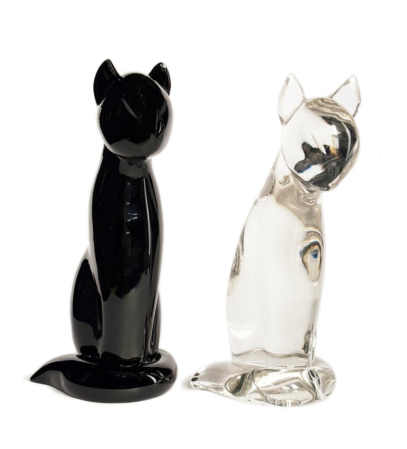 Pair of glass sculptures, Cats, Archimede Seguso, Murano, circa 1960-1970 in vendita 4