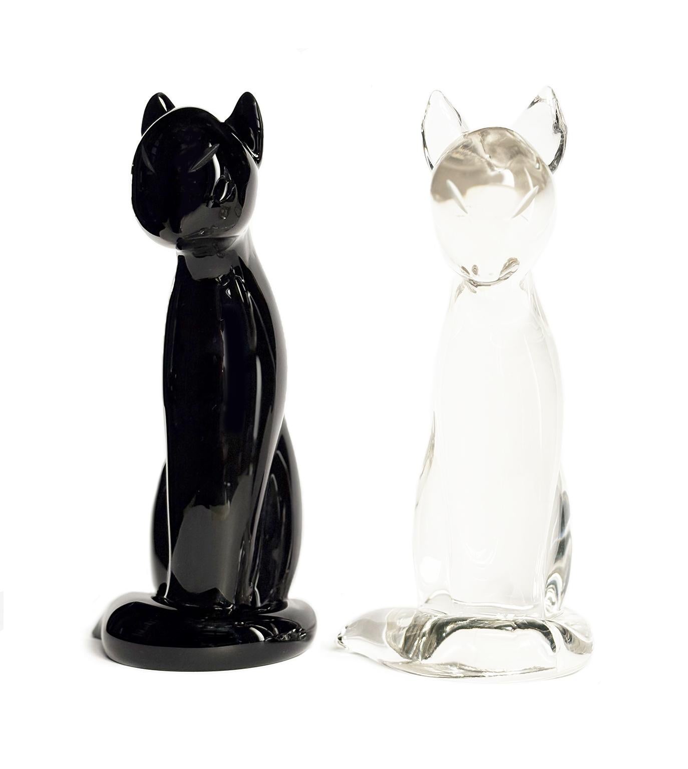 Pair of glass sculptures, Cats, Archimede Seguso, Murano, circa 1960-1970 in vendita 5