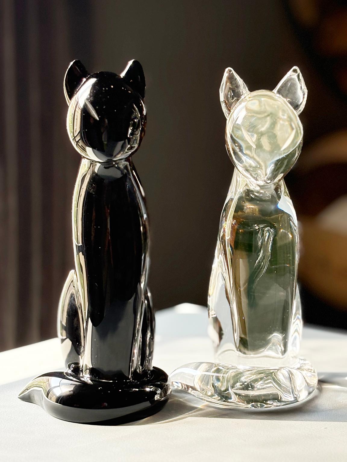 Pair of glass sculptures, Cats, Archimede Seguso, Murano, circa 1960-1970 in vendita 6