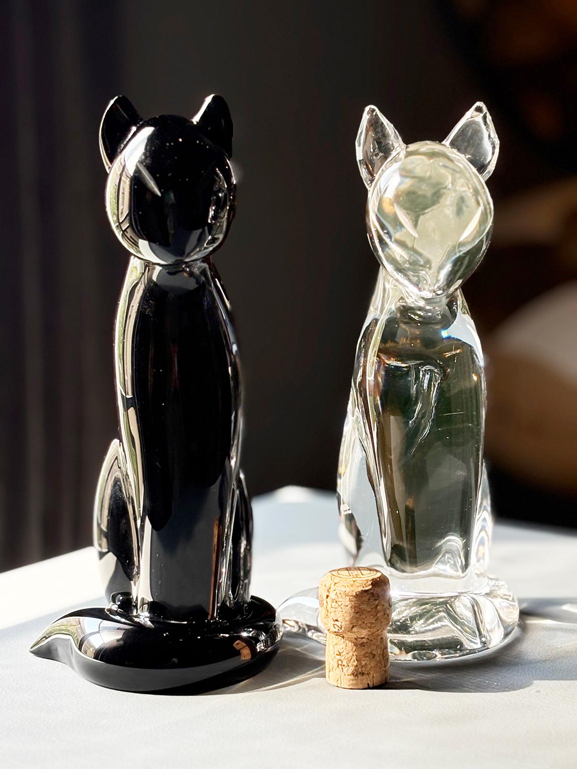 Pair of glass sculptures, Cats, Archimede Seguso, Murano, circa 1960-1970 in vendita 7