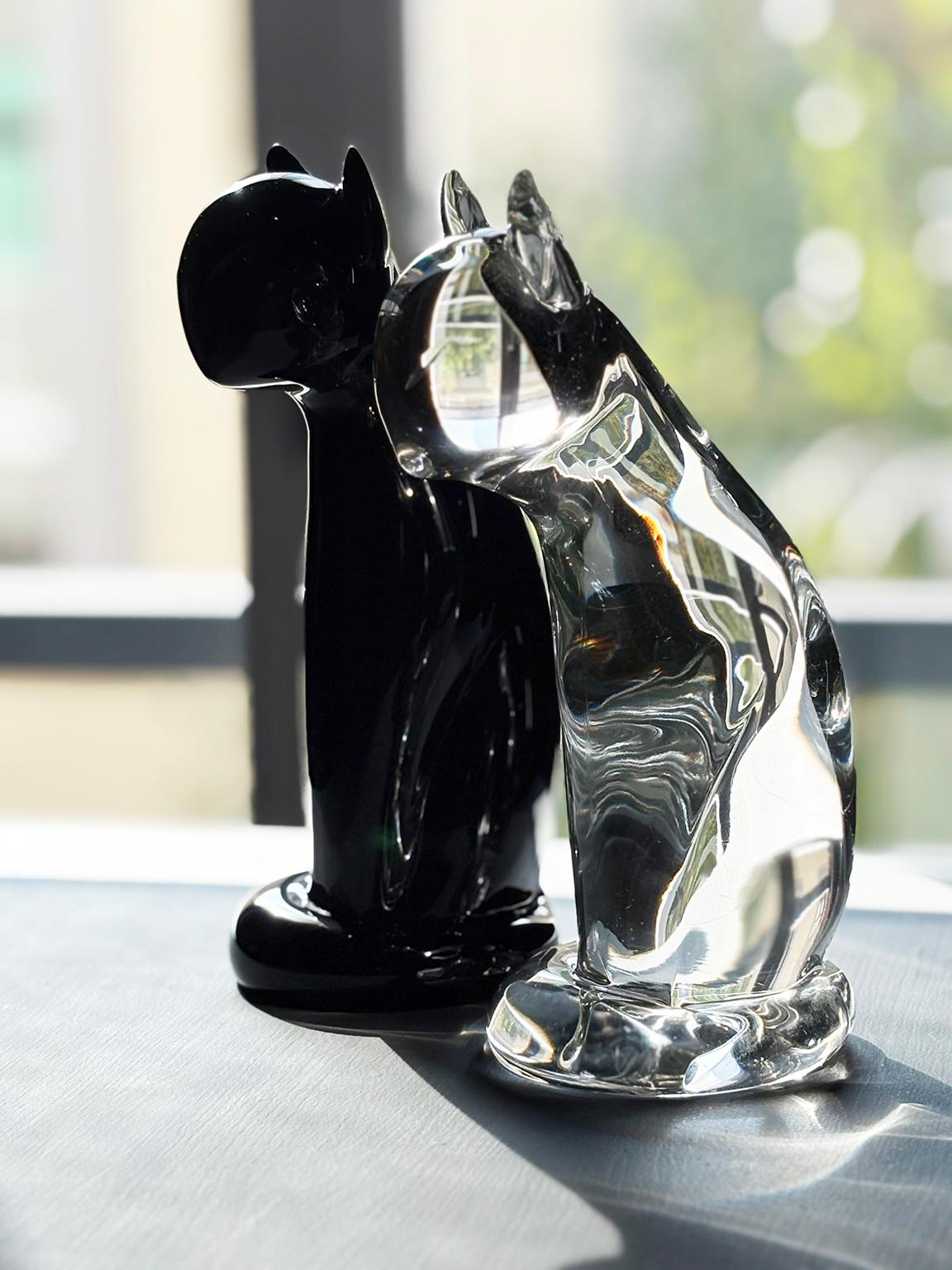 Pair of glass sculptures, Cats, Archimede Seguso, Murano, circa 1960-1970 in vendita 8