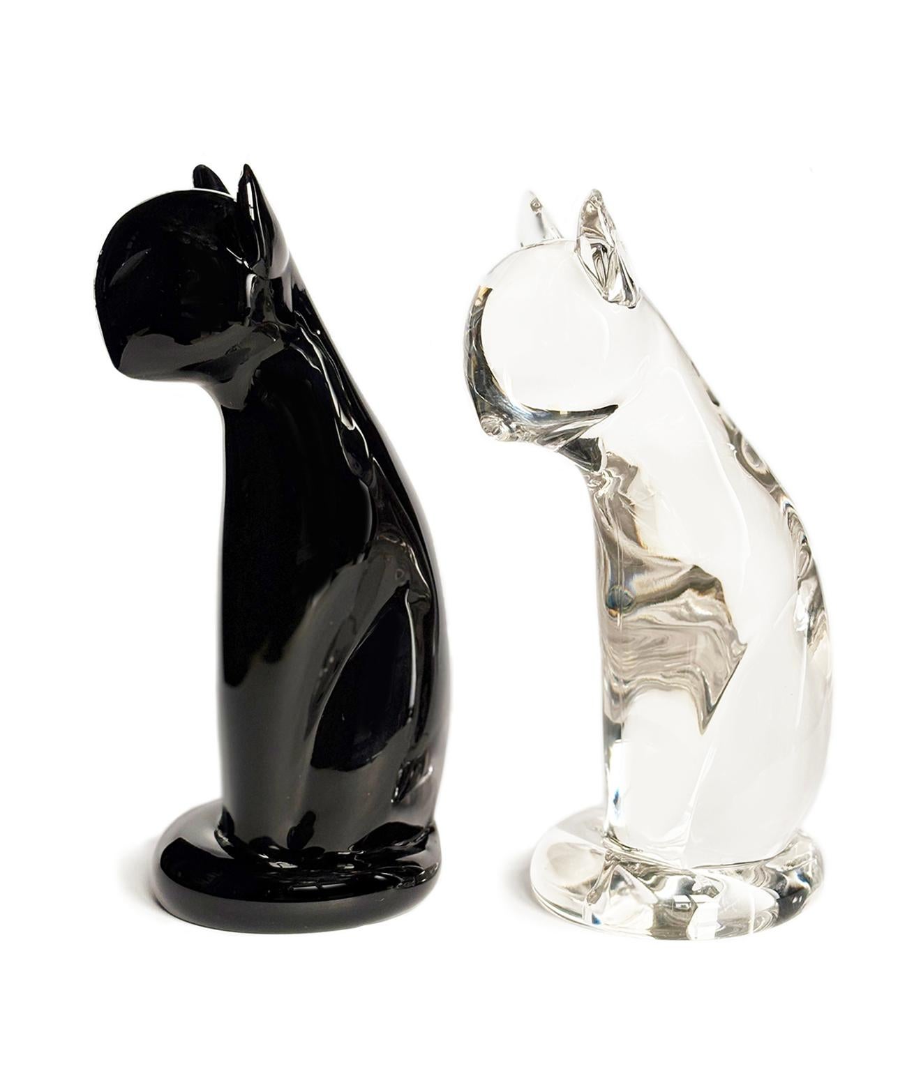 Italiano Pair of glass sculptures, Cats, Archimede Seguso, Murano, circa 1960-1970 in vendita