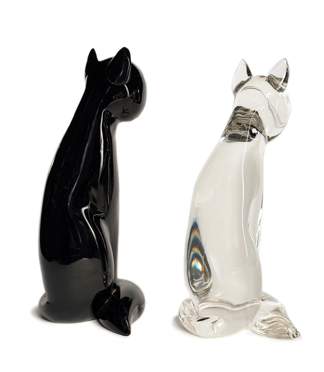 Vetro di Murano Pair of glass sculptures, Cats, Archimede Seguso, Murano, circa 1960-1970 in vendita