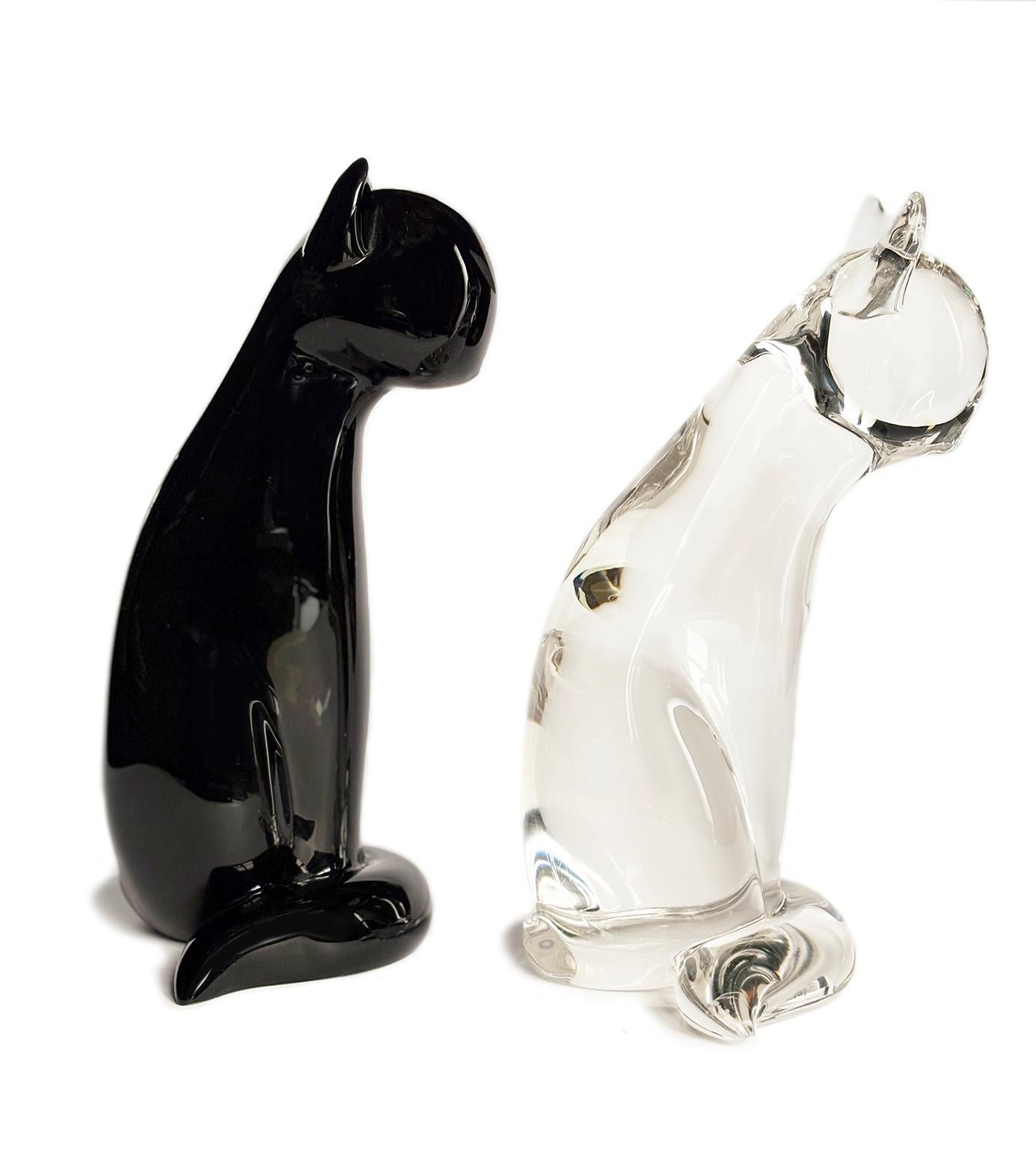 Pair of glass sculptures, Cats, Archimede Seguso, Murano, circa 1960-1970 in vendita 1