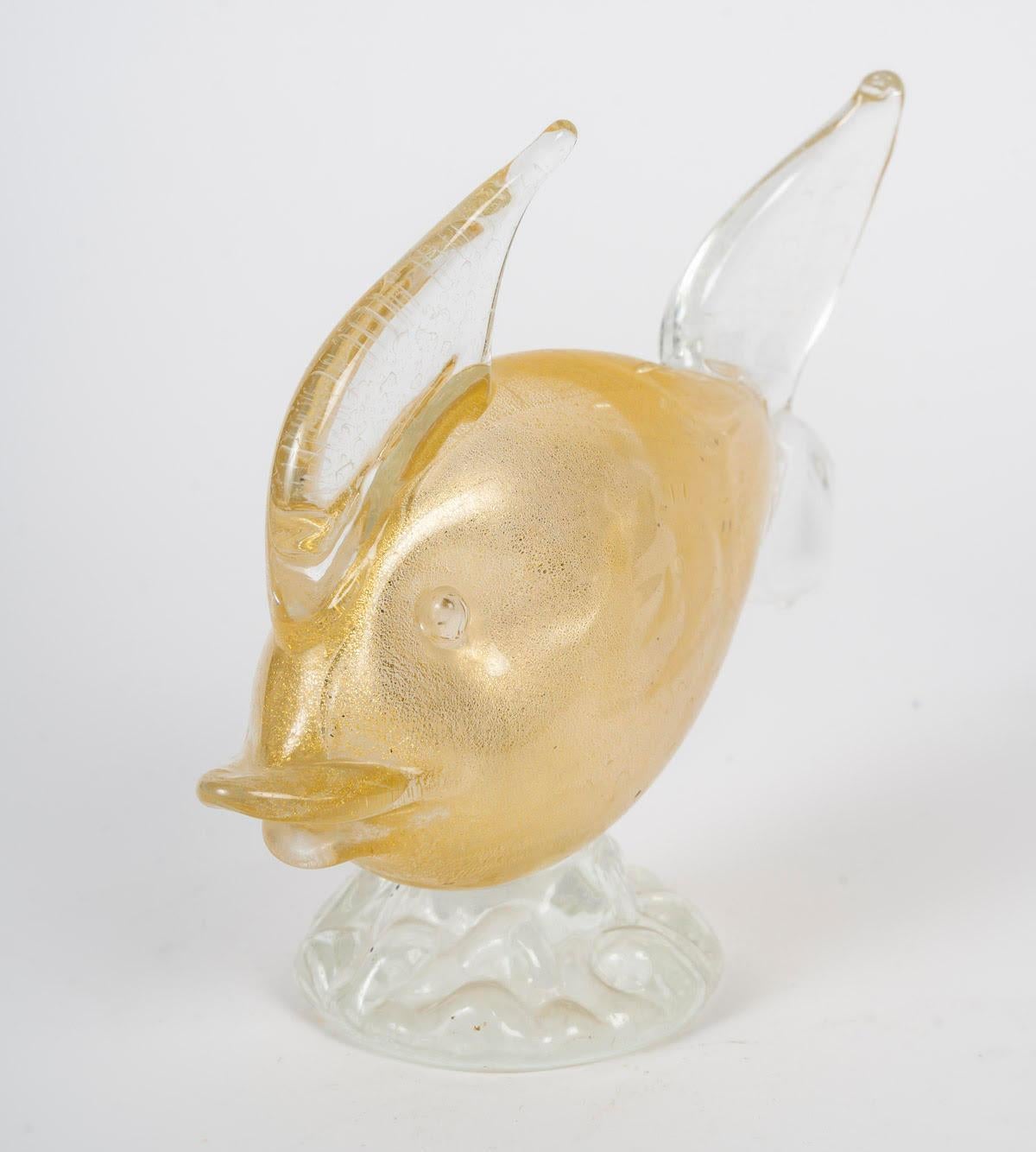 Pair of Glass Sculptures of a Fish, Murano, 20th Century. In Good Condition For Sale In Saint-Ouen, FR