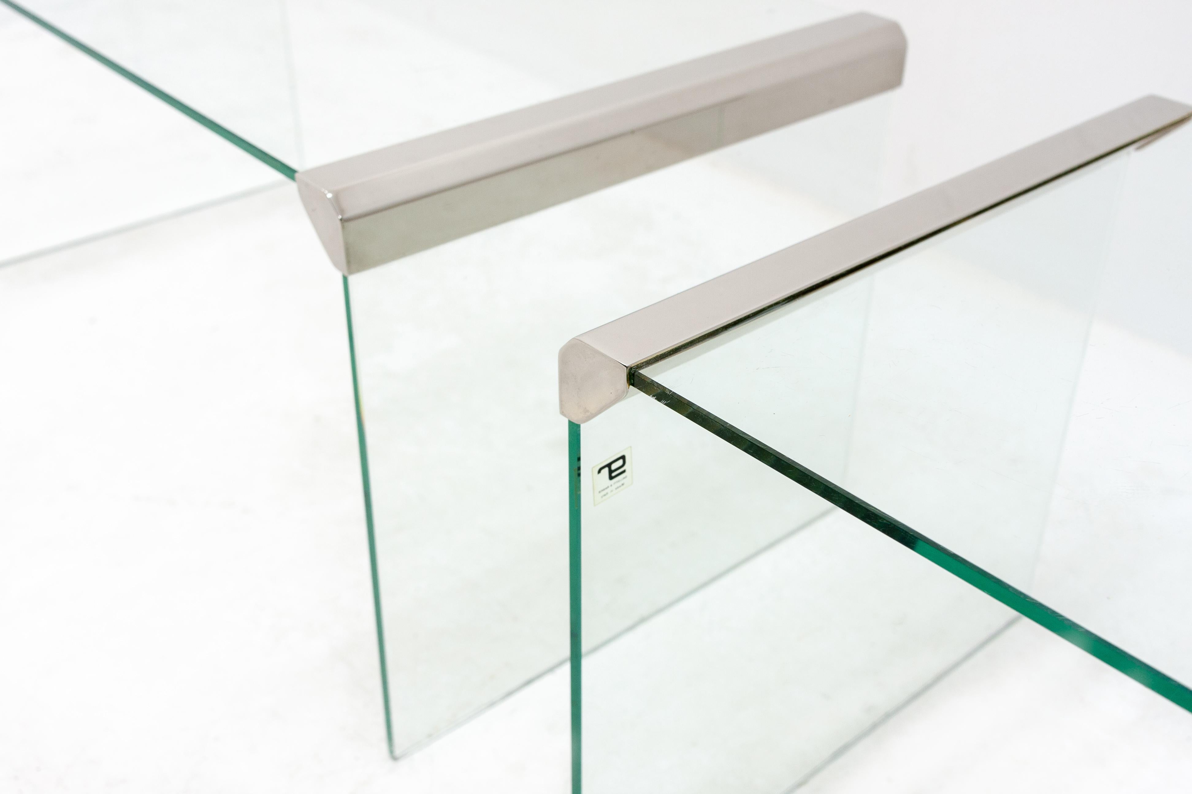 Modern Pair of Glass Side Tables by Galotti & Radice, Italy