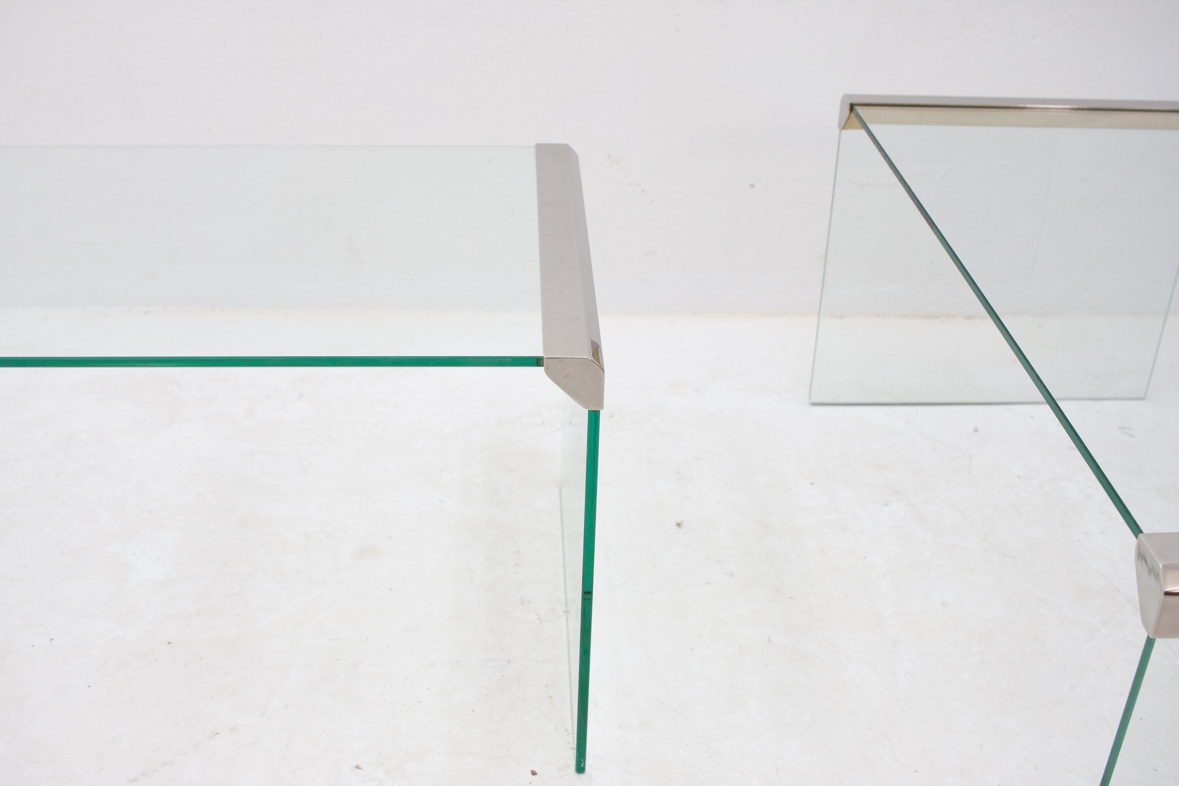 Italian Pair of Glass Side Tables by Galotti & Radice, Italy