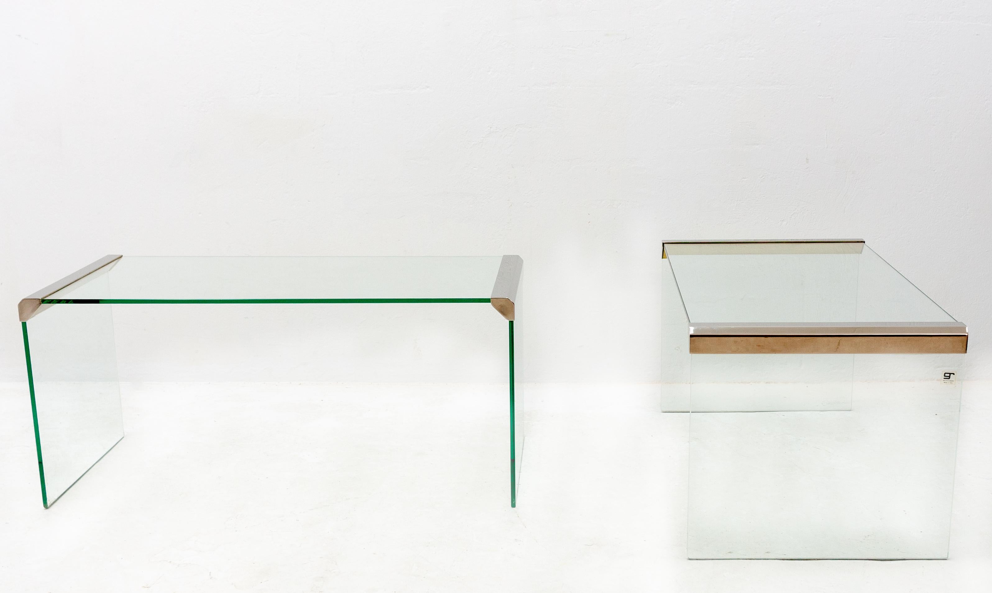 Pair of Glass Side Tables by Galotti & Radice, Italy In Good Condition In Den Haag, NL