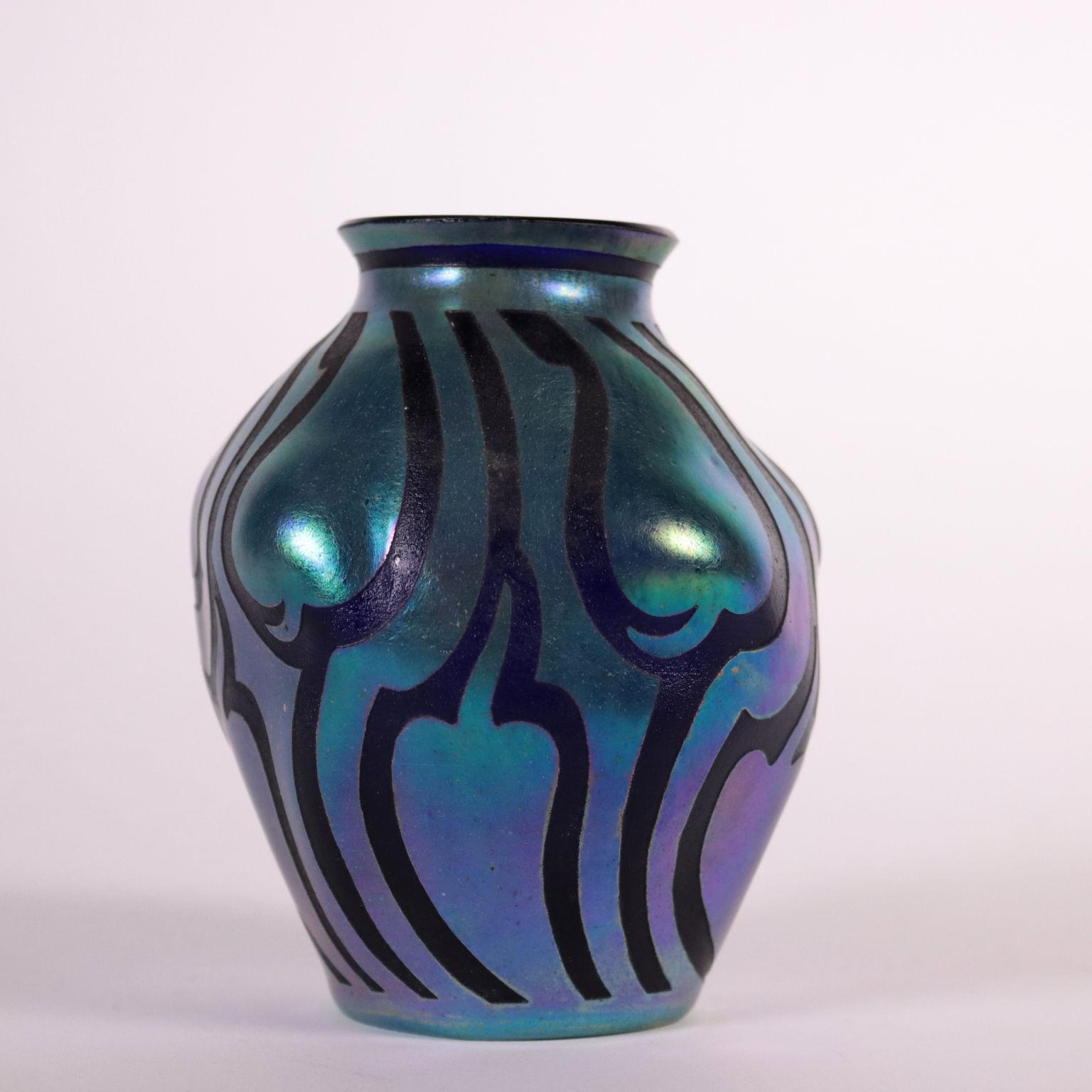 Mid-Century Modern Pair of Glass Small Vases, Austria, 20th Century