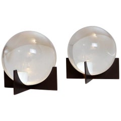 Pair of Glass Spheres on Base