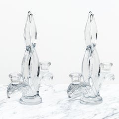 Pair of Glass Spiral Statues