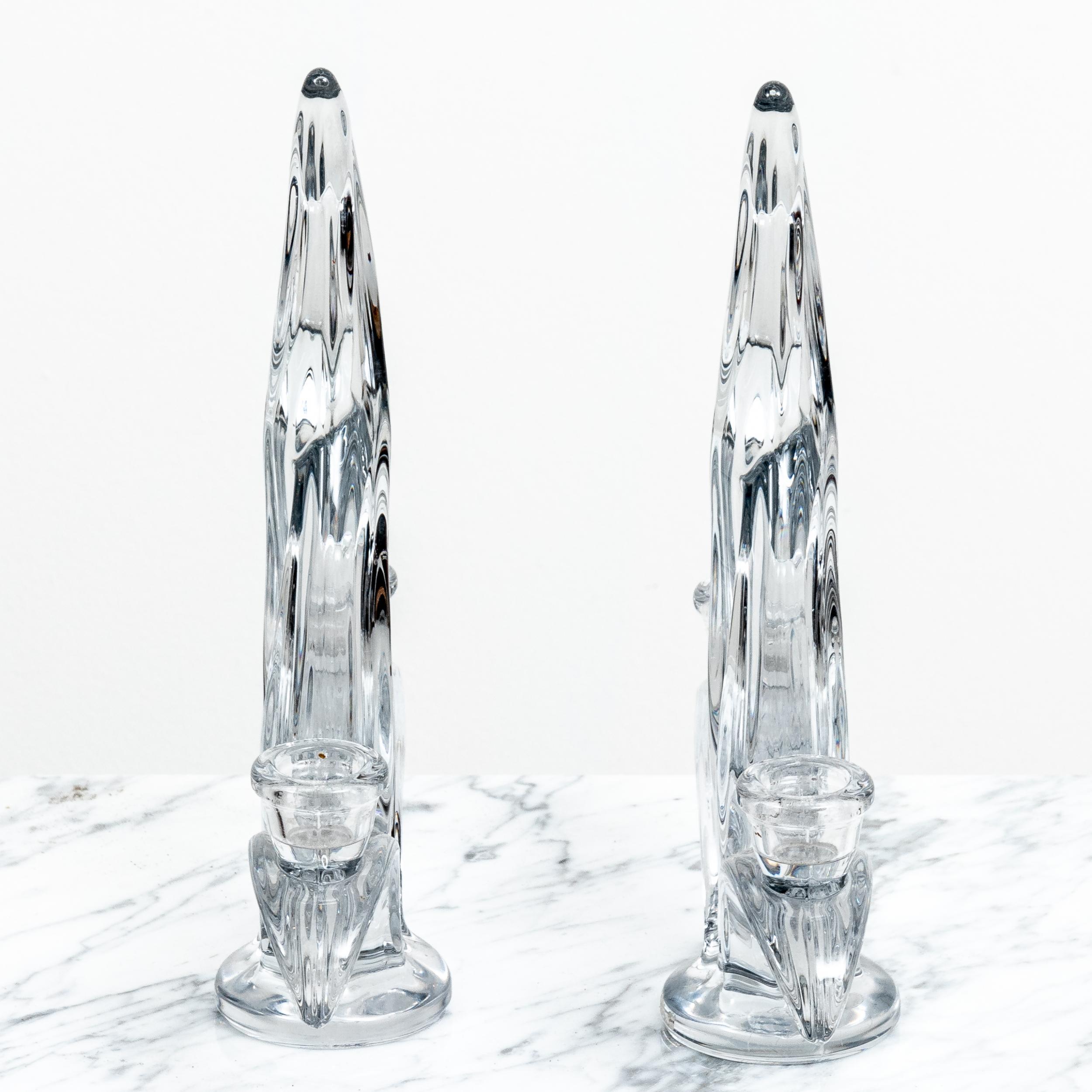 French Pair of Glass Spiral Statues For Sale