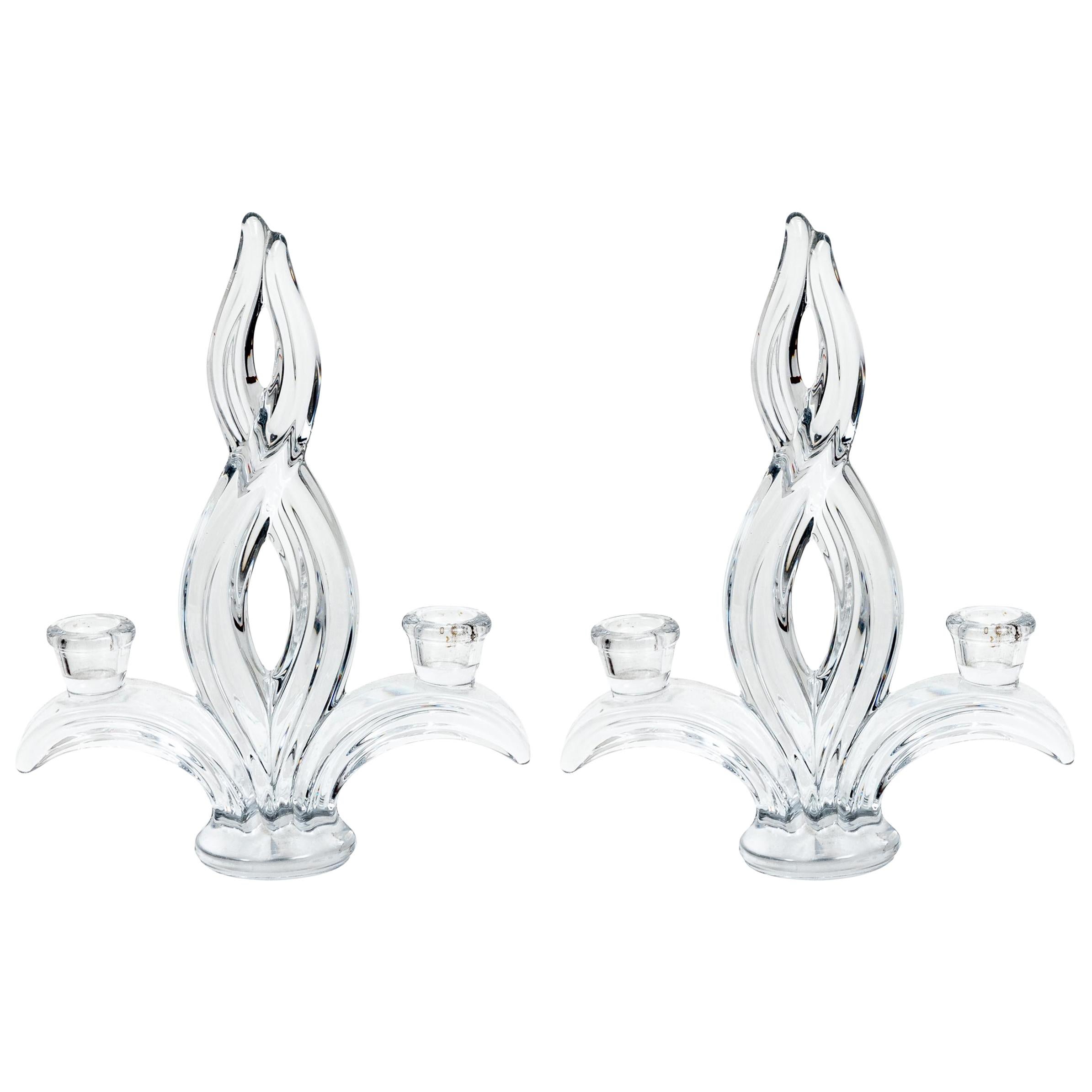 Pair of Glass Spiral Statues For Sale