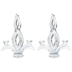 Pair of Glass Spiral Statues