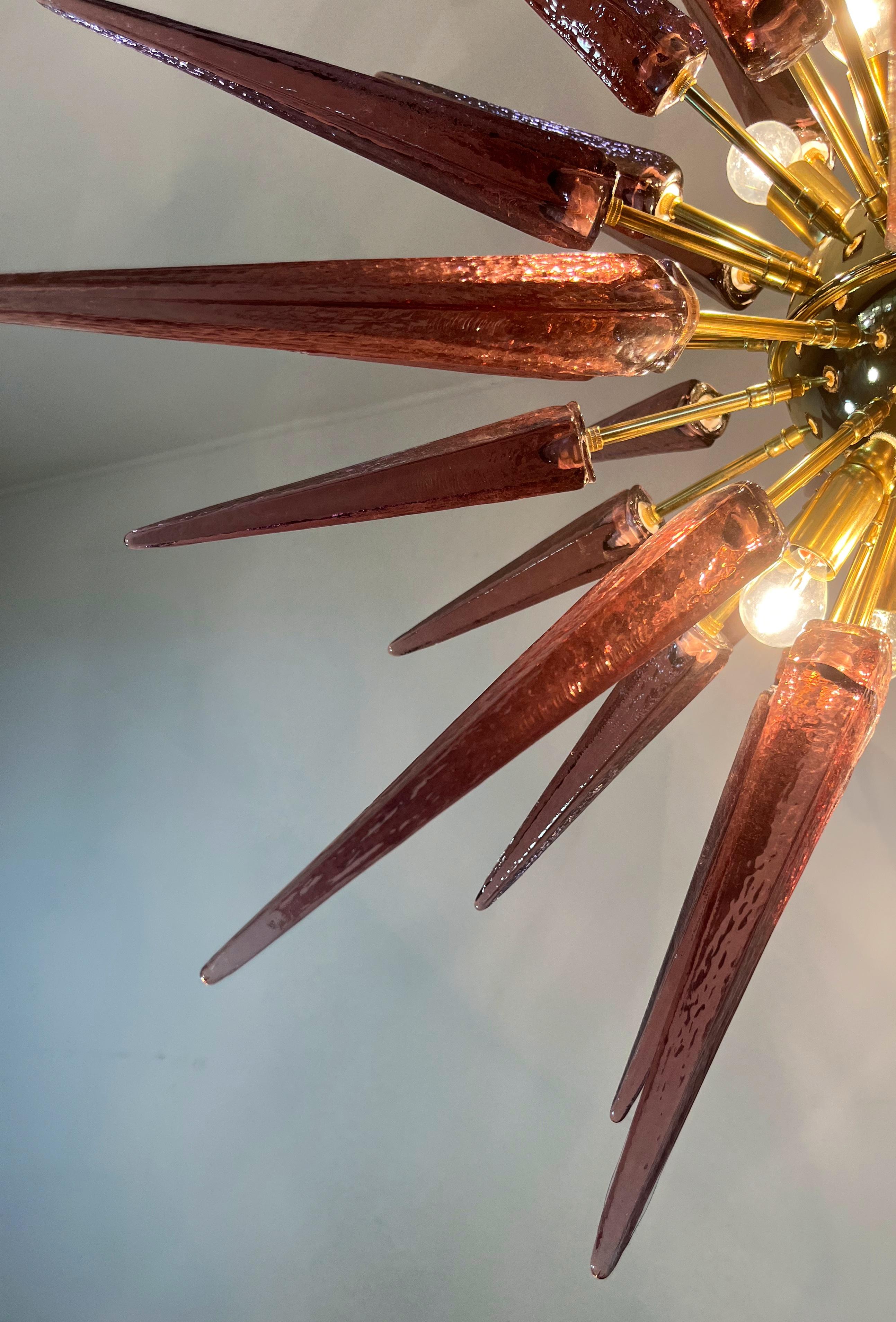 Pair of Glass Sputnik Chandeliers, Murano in vendita 9