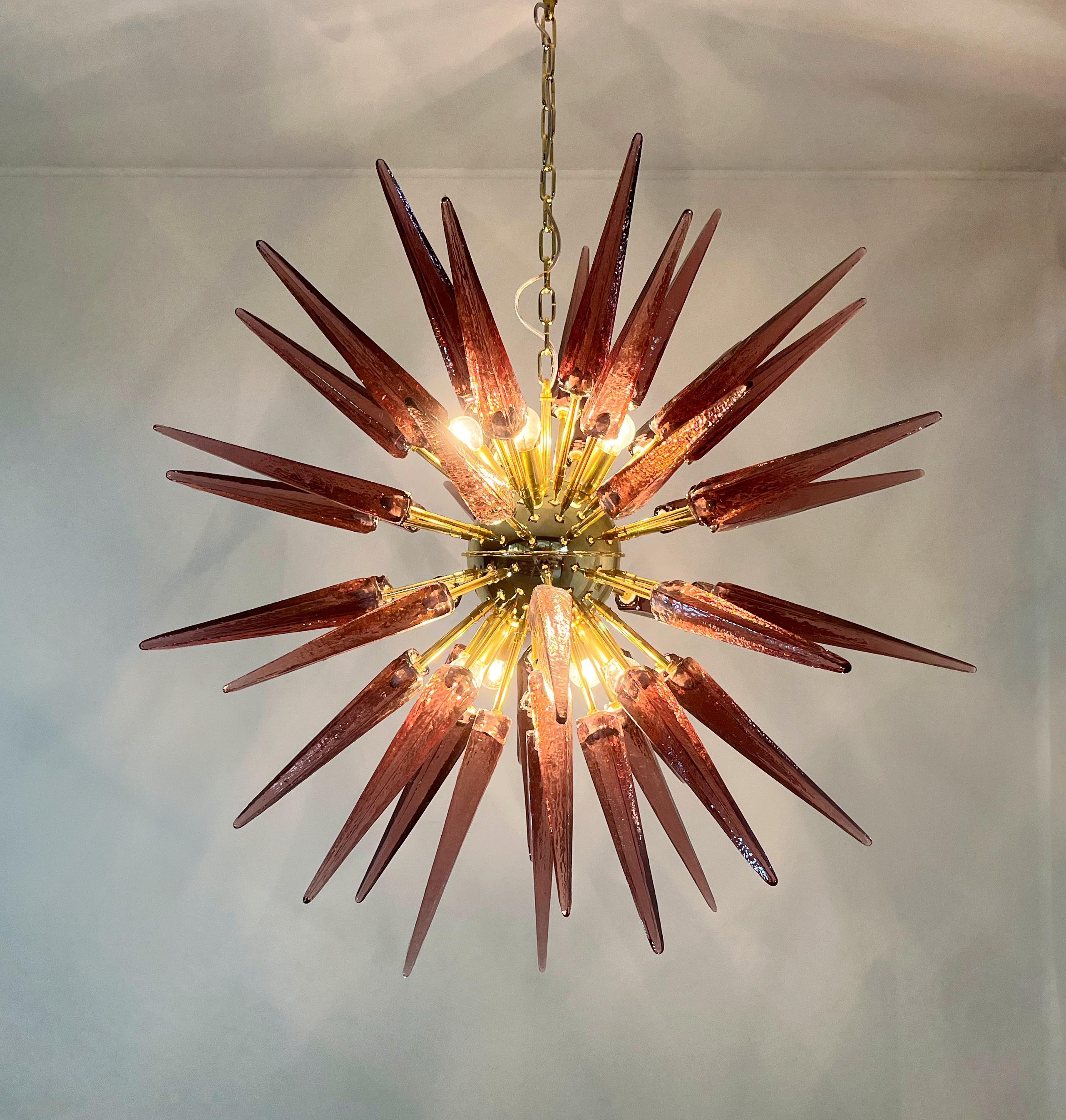 Pair of Glass Sputnik Chandeliers, Murano in vendita 1