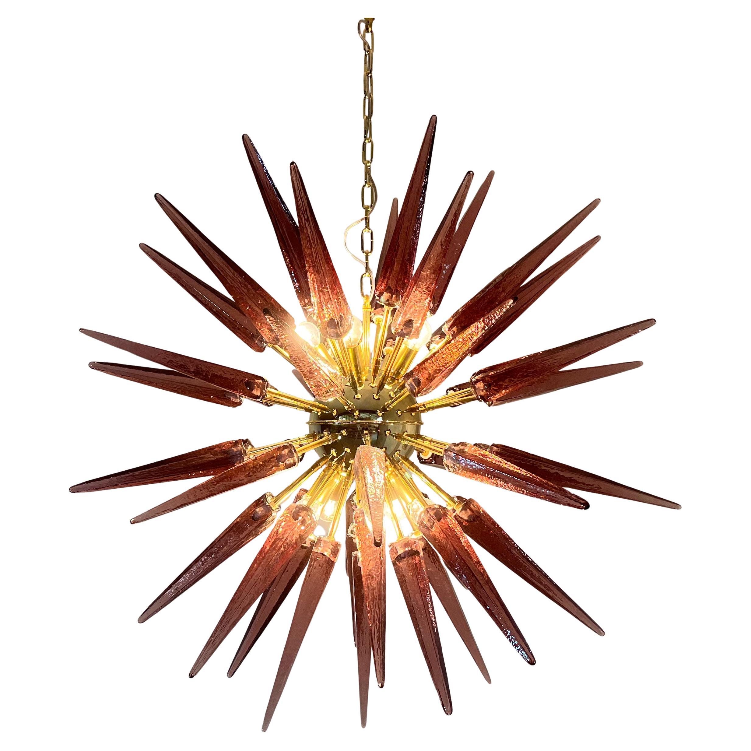 Pair of Glass Sputnik Chandeliers, Murano in vendita 2