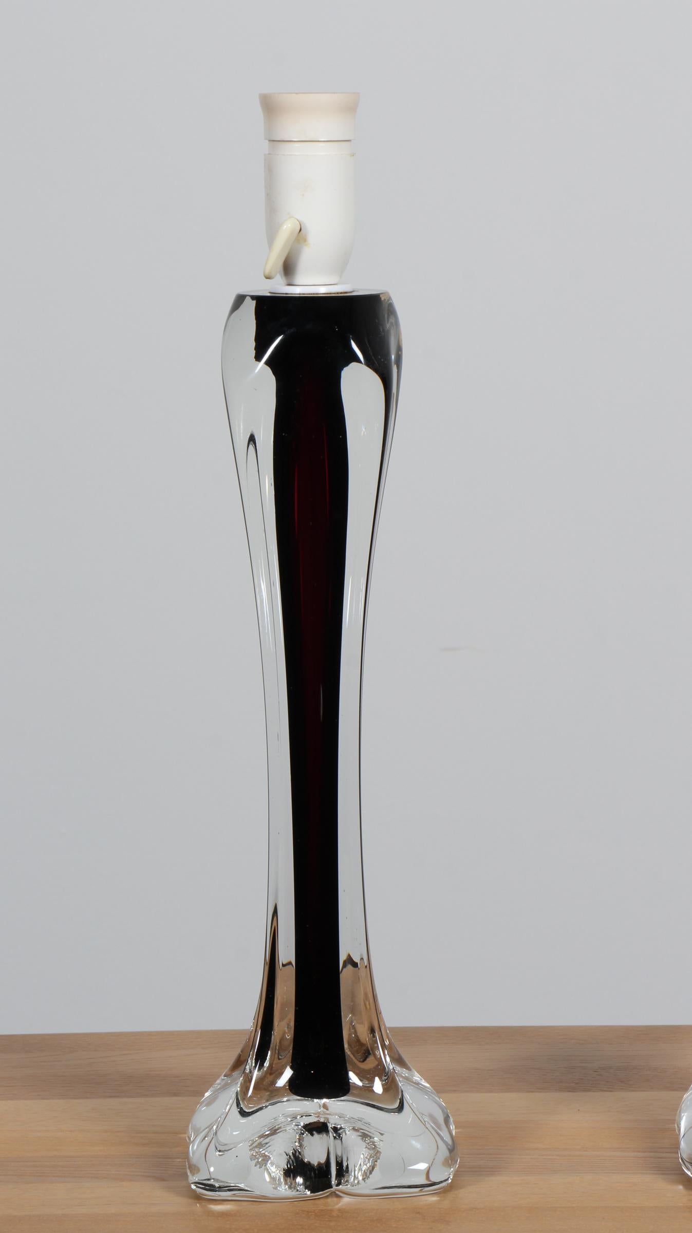 Danois Pair of Glass Table Lamp by Paul Kedelv for Flygfors, 1960s en vente