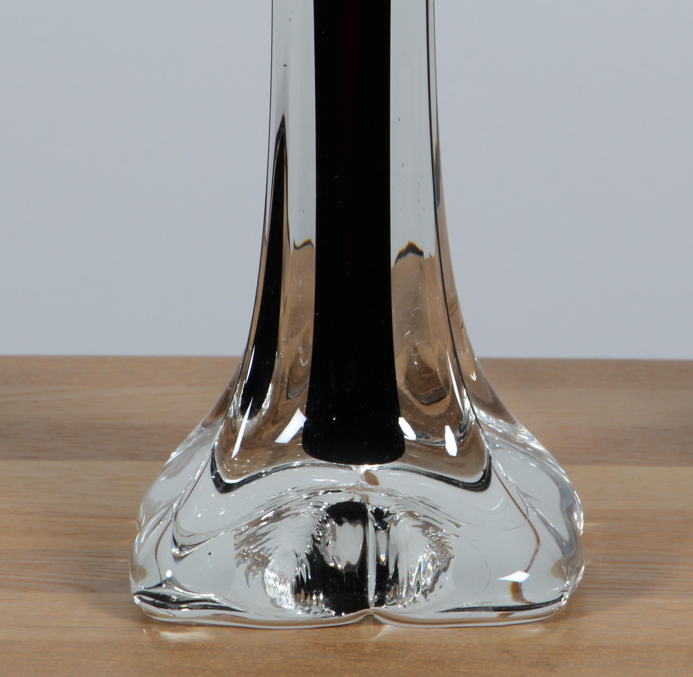 Milieu du XXe siècle Pair of Glass Table Lamp by Paul Kedelv for Flygfors, 1960s en vente