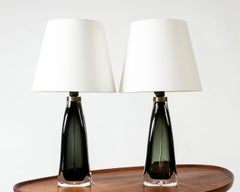 Pareja de lámparas de mesa de cristal de Carl Fagerlund