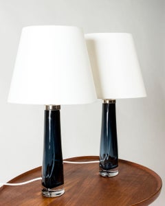 Pareja de lámparas de mesa de cristal de Carl Fagerlund