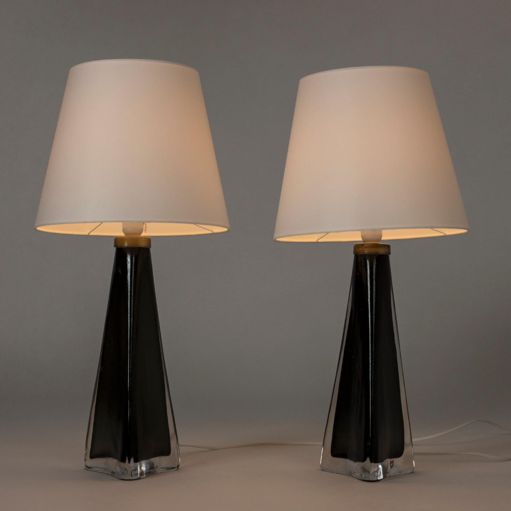 Scandinavian Modern Pair of Glass Table Lamps by Carl Fagerlund