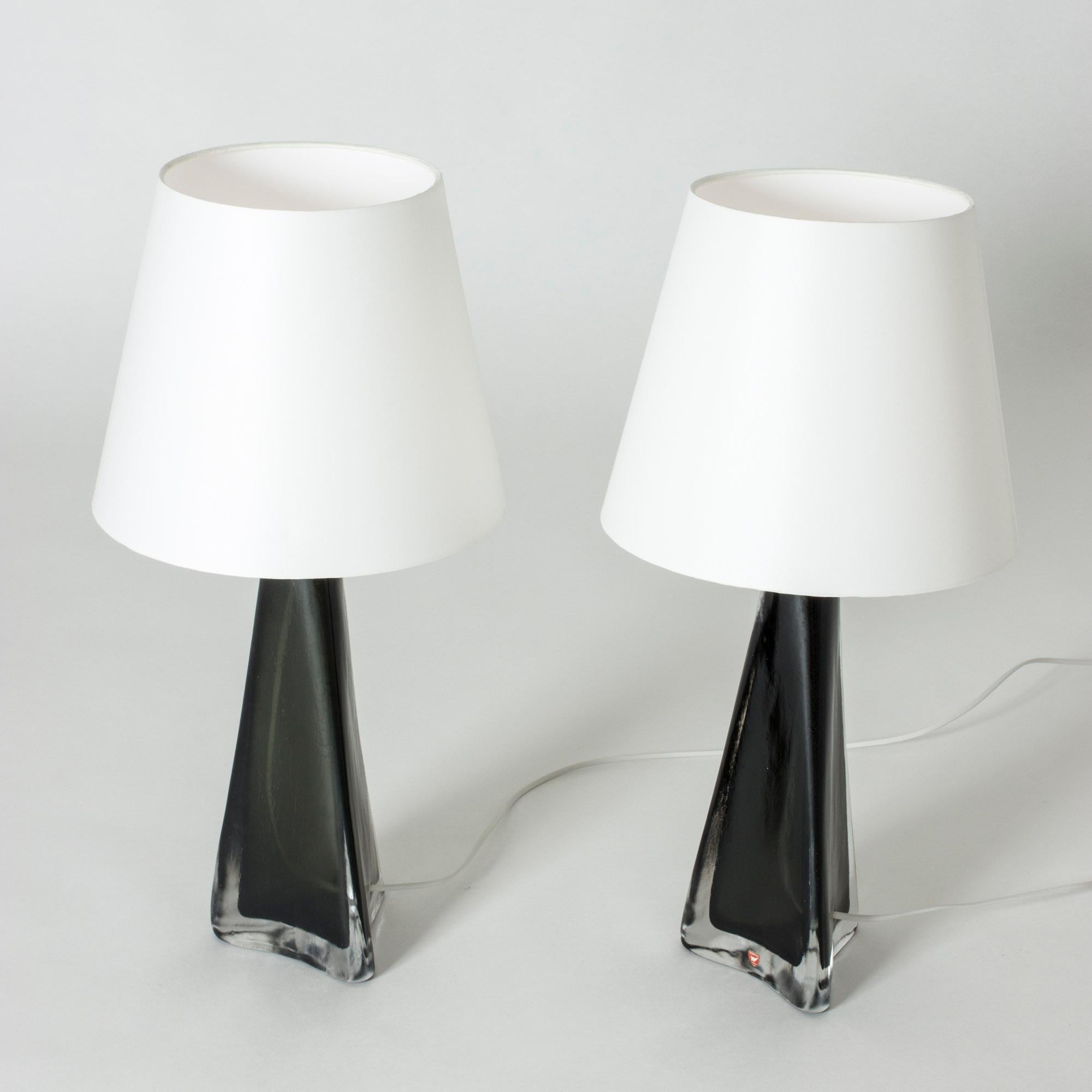 Swedish Pair of Glass Table Lamps by Carl Fagerlund