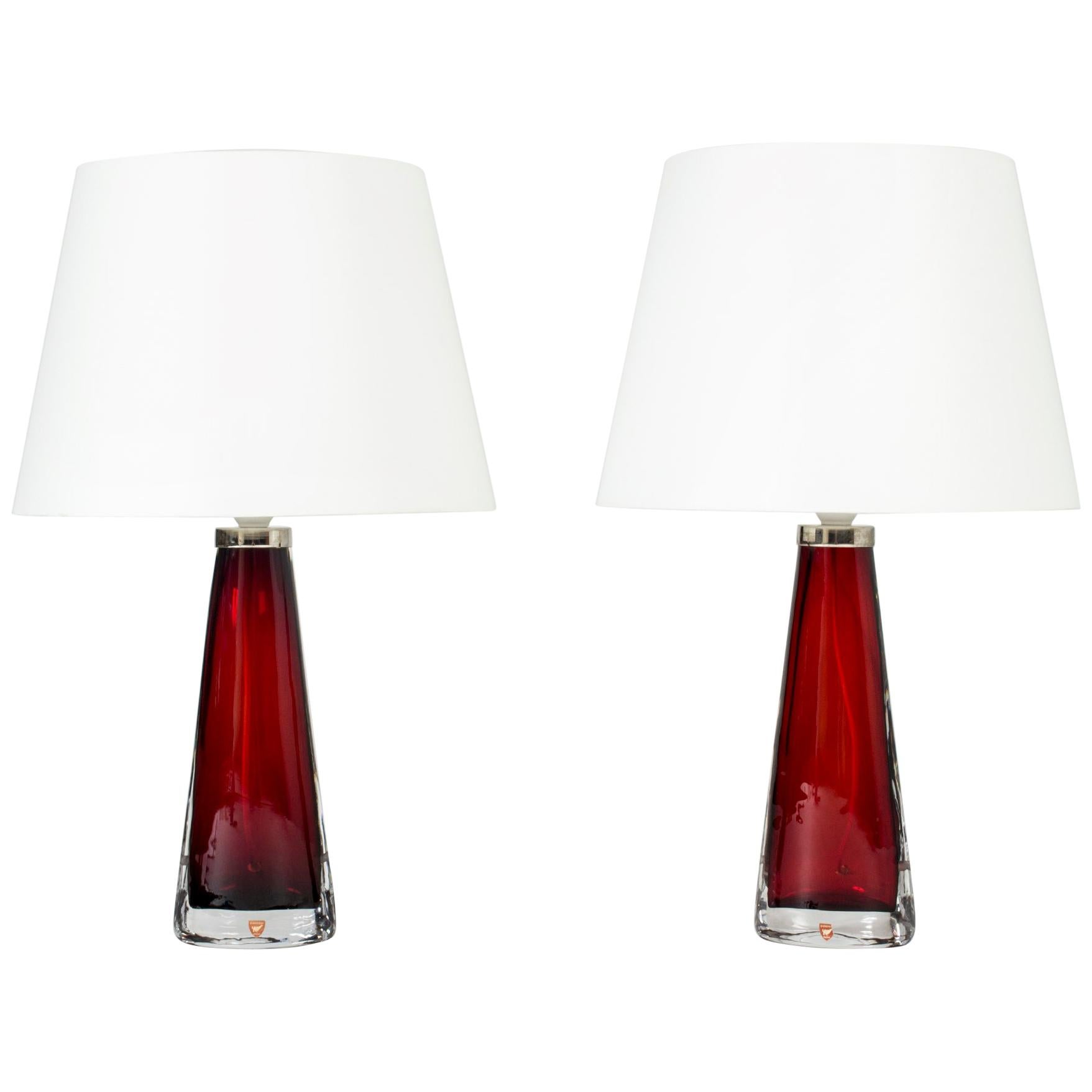 Pair of Glass Table Lamps by Carl Fagerlund