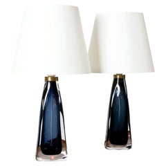 Paire de lampes de table en verre de Carl Fagerlund