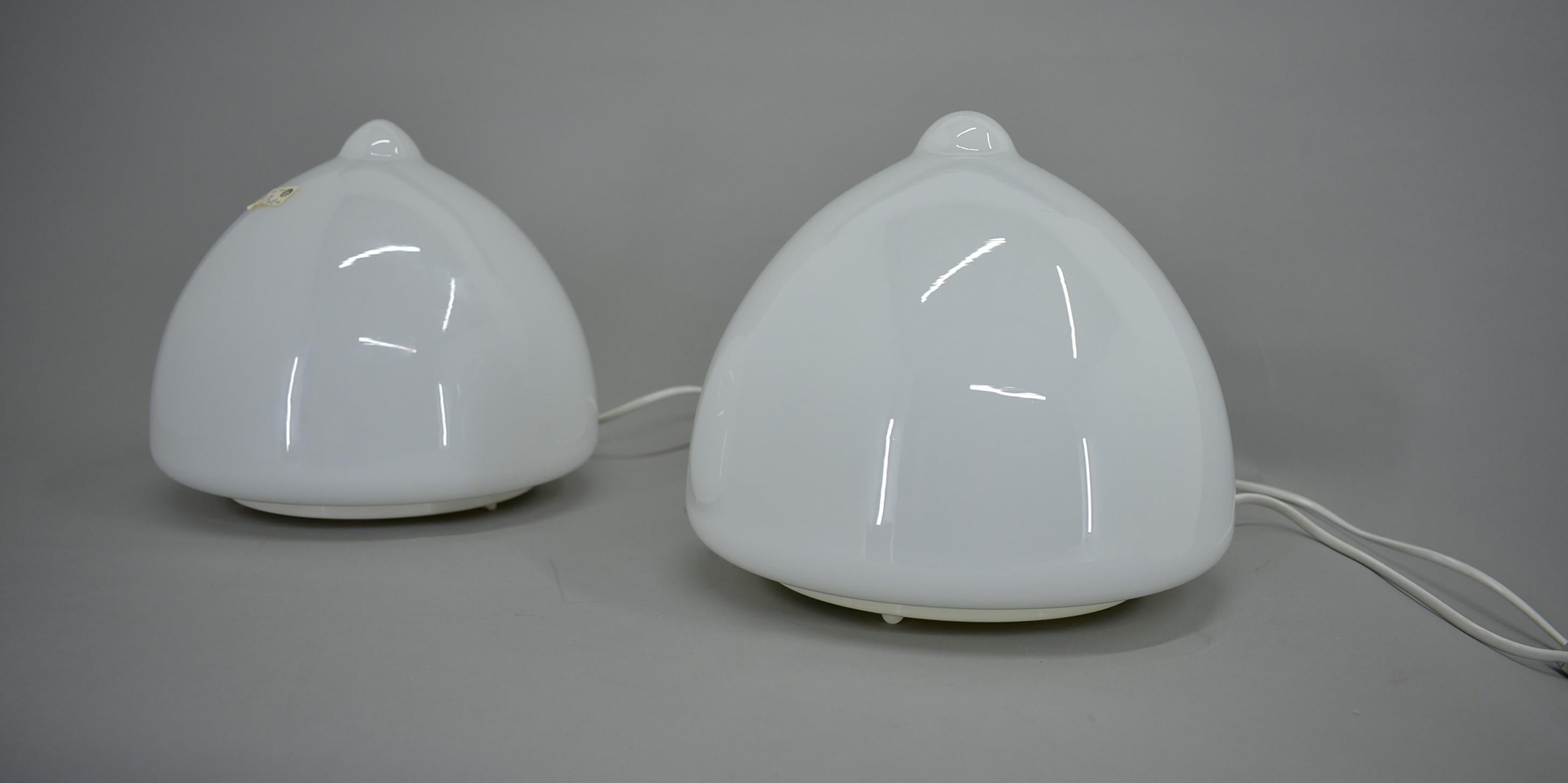 Czech Pair of Glass Table Lamps by Krásno nad Bečvou, 1960s For Sale