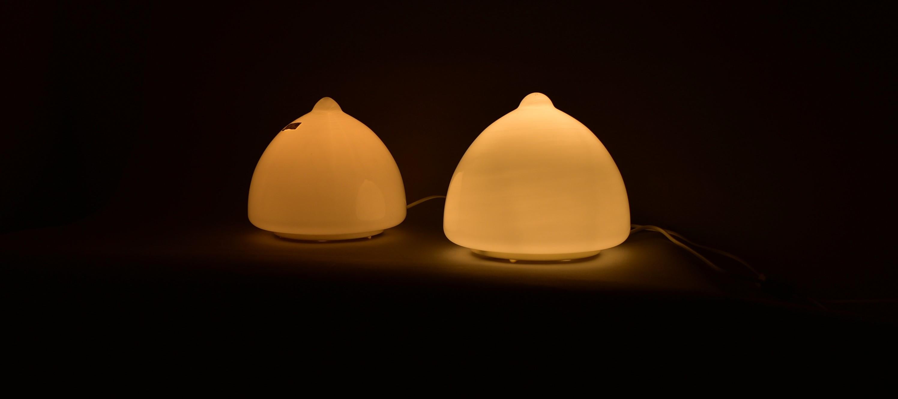 Mid-20th Century Pair of Glass Table Lamps by Krásno nad Bečvou, 1960s For Sale