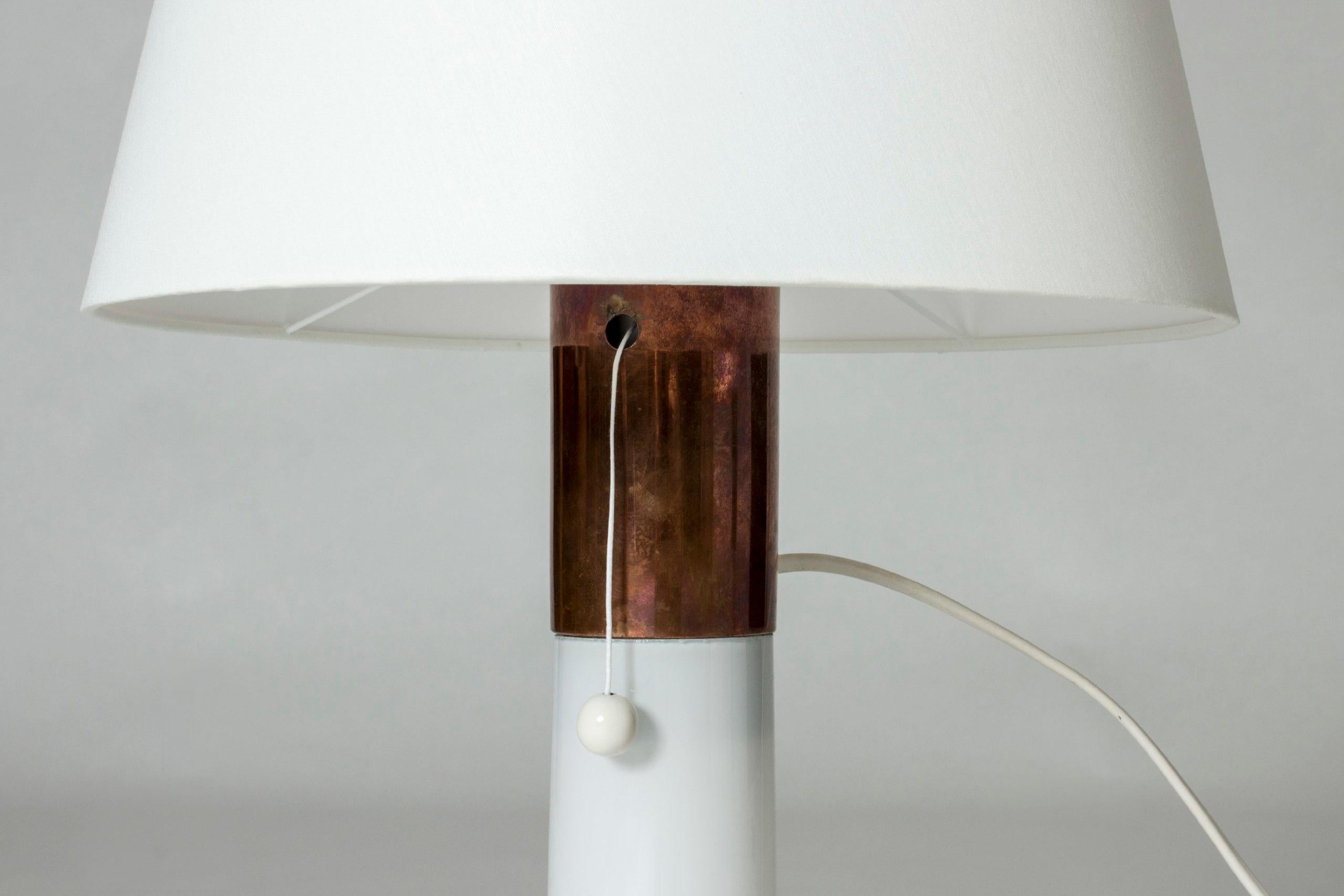 Opaline Glass Pair of Glass Table Lamps by Lisa Johansson-Pape for Orno, Sweden, 1950s