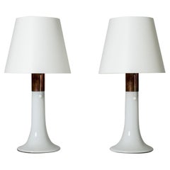 Pair of Glass Table Lamps by Lisa Johansson-Pape for Orno, Sweden, 1950s