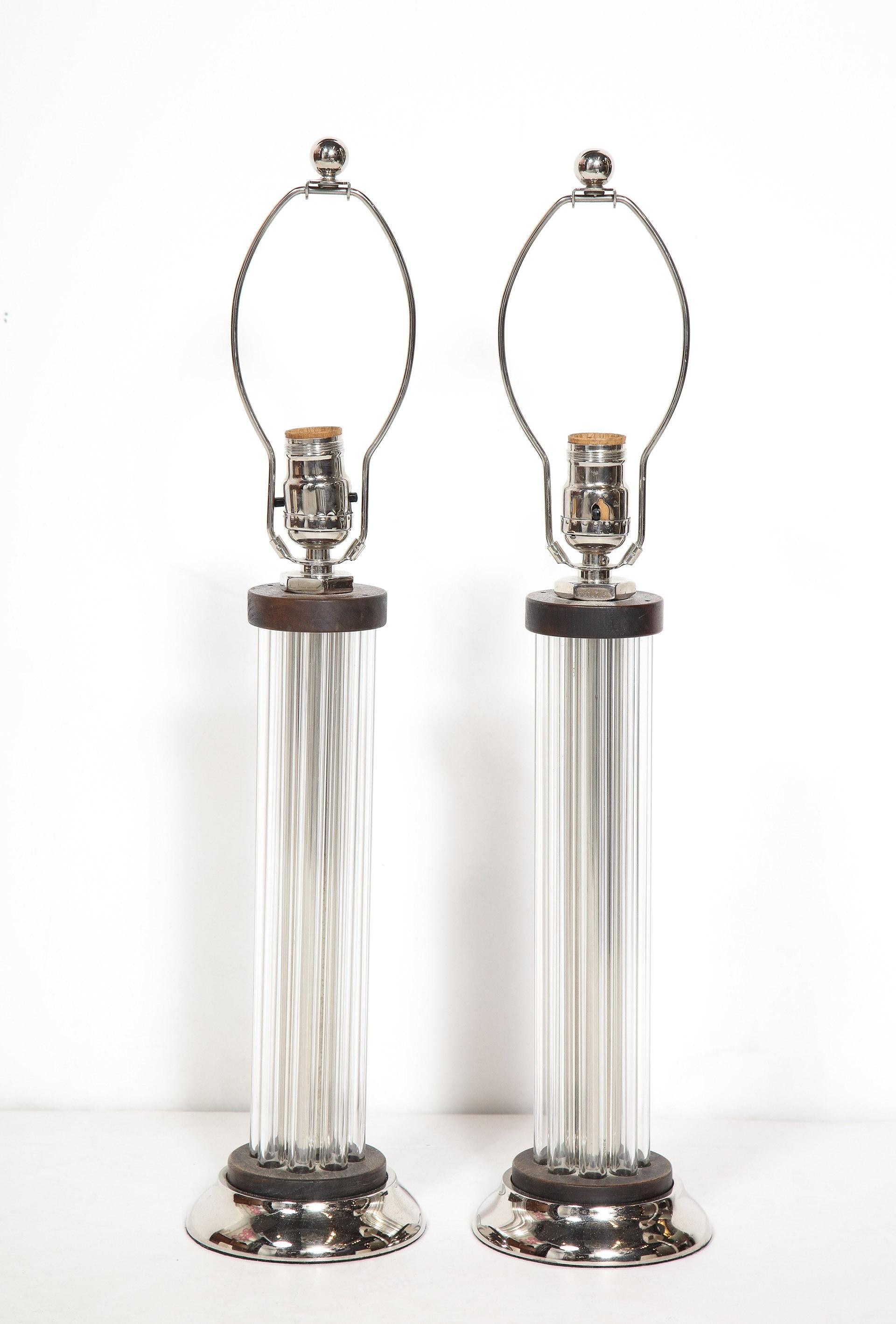 20th Century Pair of Glass Table Lamps