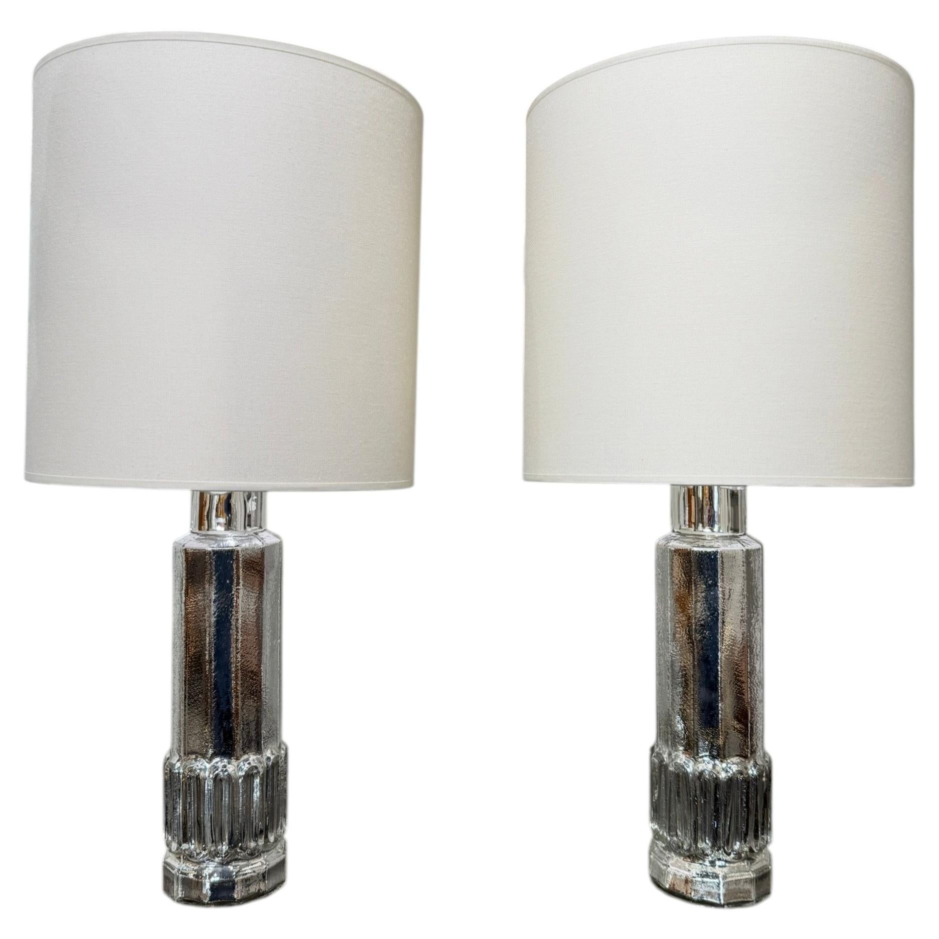 Pair of glass table lamps Helena Tynell Sweden 1970