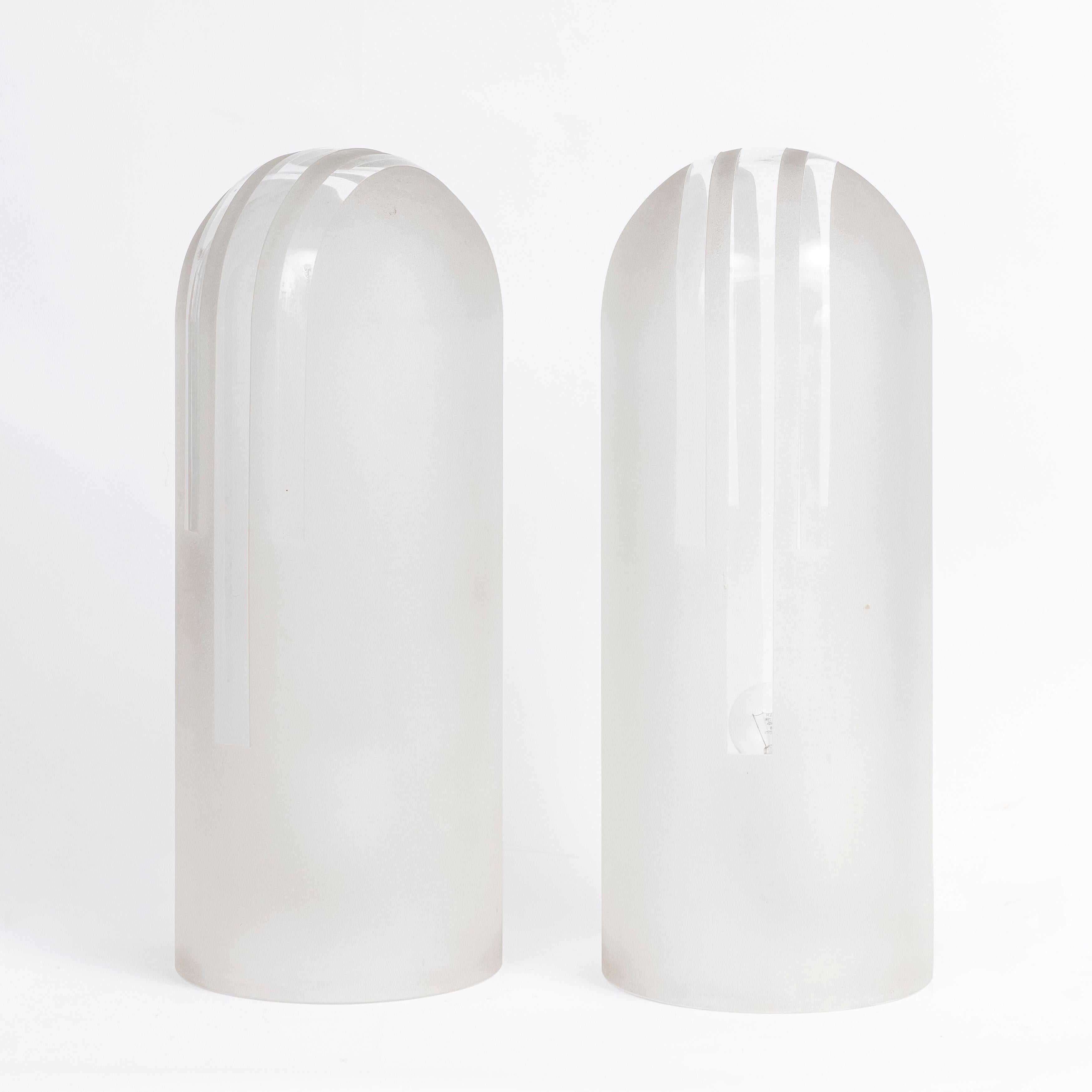 Pair of glass table lamps, Italy, circa 1980.