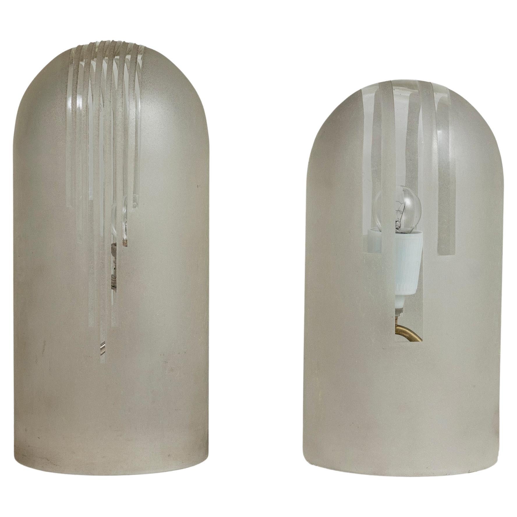 Paar Glastischlampen, Italien, um 1980 im Angebot