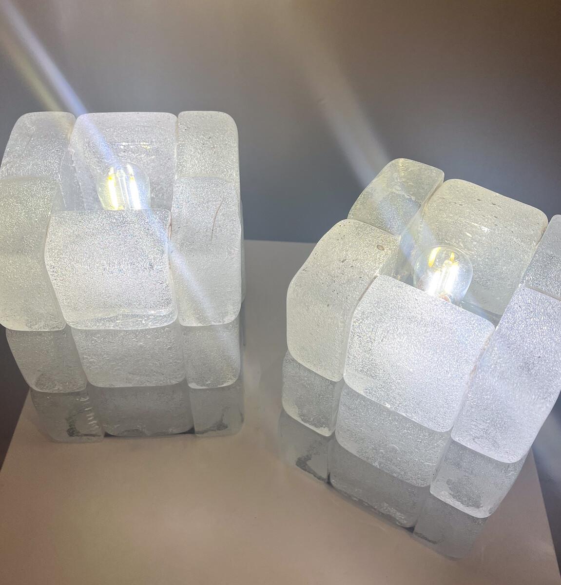 Pair of Glass Tables Lamps by Poliarte, Italy, 1970s For Sale 1