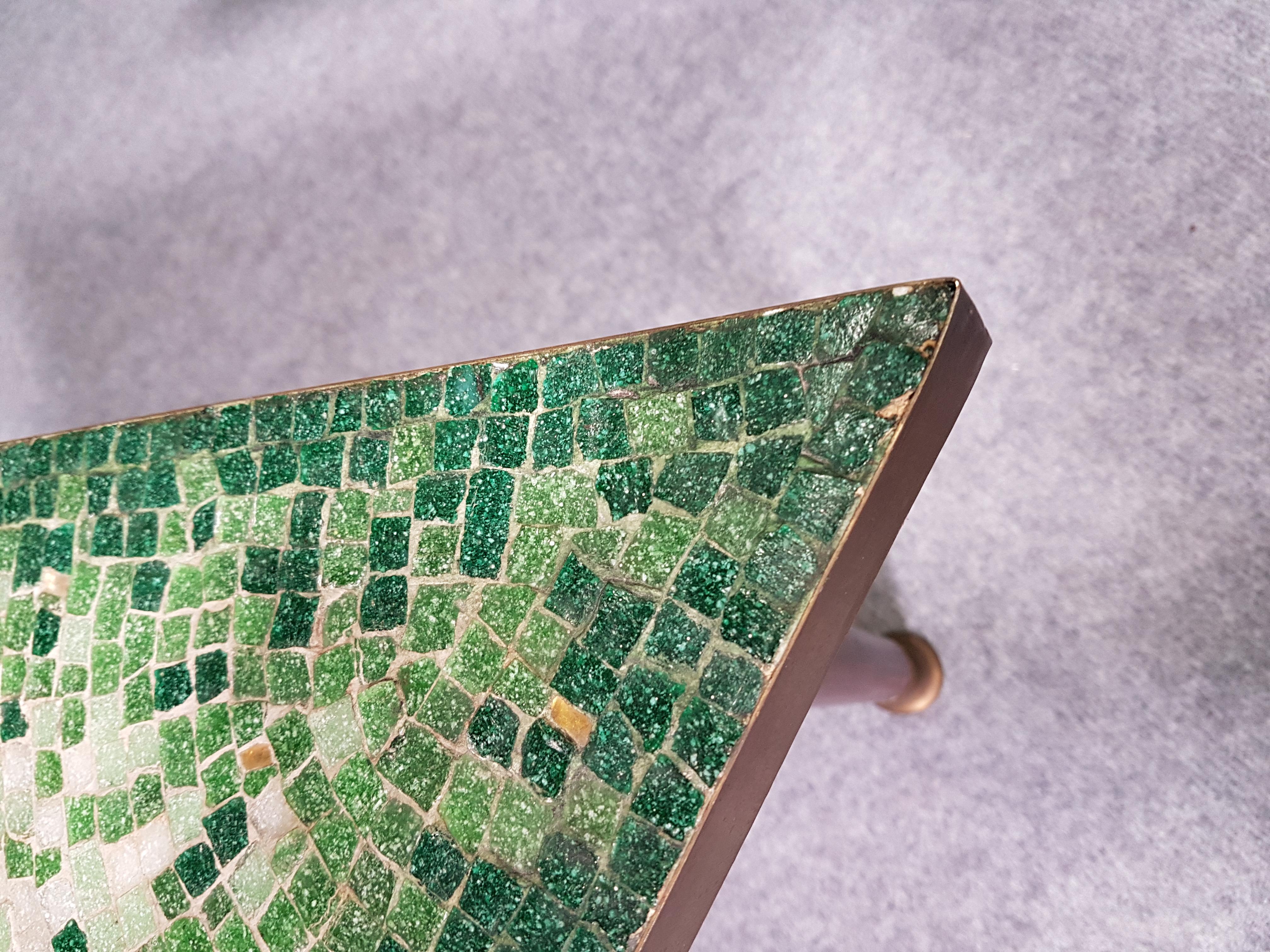 Mosaic Pair of glass tile mosaic side tables - Genaro Alvarez - 1950s BY GETANO For Sale